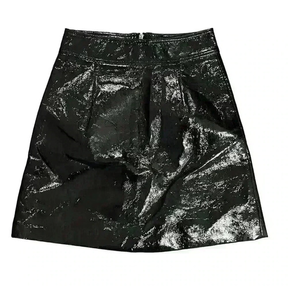 Ronny Kobo Black Faux Patent Glossy Mini Skirt Size XS - Picture 3 of 9